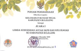 Piagam Penghargaan Lomba Kebersihan Antar SKPD dan Kelurahan se Kabupaten Buleleng