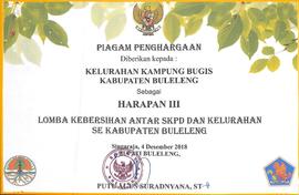 Piagam Penghargaan Lomba Kebersihan Antar SKPD dan kelurahan se Kabupaten Buleleng